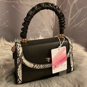 BNWT Blush Kiss Vegan Leather Black and White Top-Handle Crossbody Bag